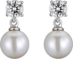 Genevive Silver Pearl & CZ Earrings
