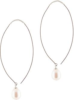 Splendid Pearls Rhodium Plated 7.5-8mm Pearl Earrings