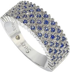 Suzy Levian Silver 1.02 ct. tw. Diamond & Sapphire Pave Ring