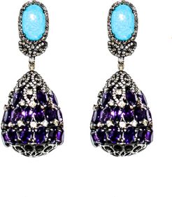 Arthur Marder Fine Jewelry Silver 28.00 ct. tw. Diamond & Gemstone Drop Earrings