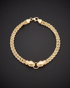 14K Italian Gold Double Panther Head Bracelet