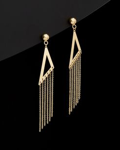 14K Italian Gold Triangle Tassel Drop Earrings