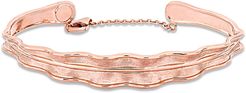 18K Italian Rose Gold Leaf Bangle Bracelet