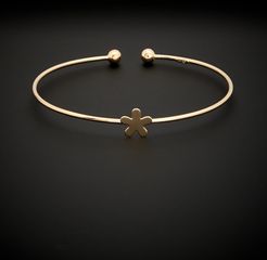 14K Italian Gold Flower Open Cuff