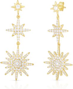 Sphera Milano 14K Over Silver CZ Starburst Drop Earrings