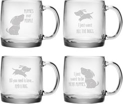 Susquehanna Glass Happy Dog Assortment Coffee Mug Set of 4