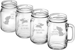 Susquehanna Glass Happy Dog Assortment Handled Drinking Jar Set of 4