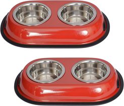 Iconic Pet Pack of 2 Color Splash Double Diner Pet Bowls