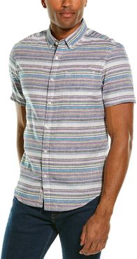 Original Penguin Engineered Stripe Linen-Blend Woven Shirt