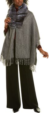 Surell Accessories Fringed Wool-Blend Cape