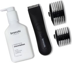 BROCCHI Waterproof USB Trimmer & Moisturizing Shave Lotion Bundle