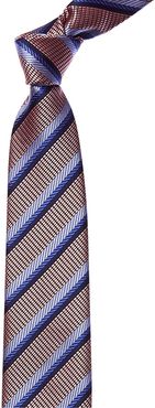 Canali Pink & Blue Stripe Silk Tie