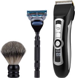 Brocchi 2pc Beard Trimmer and Shave Kit Bundle