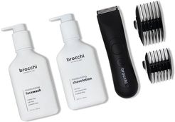 BROCCHI Waterproof USB Trimmer, Moisturizing Face Wash & Shave Lotion Bundle