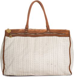 Stella McCartney White & Tan Canvas Logo Shopper Tote