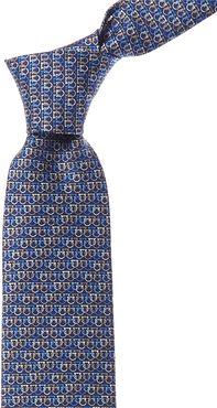 Salvatore Ferragamo Blue Gancini Silk Tie