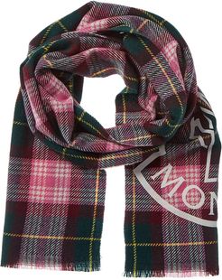 Moncler Plaid Logo Wool-Blend Scarf