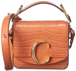 Chloe C Mini Croc-Embossed Leather Shoulder Bag
