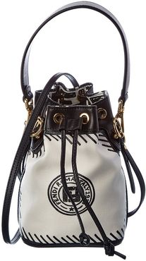 FENDI Mon Tresor Mini Canvas & Leather Bucket Bag