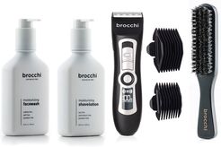 BROCCHI Electric Trimmer, Polishing Brush, Moisturizing Face Wash & Shave Lotion Bundle