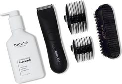 BROCCHI Waterproof USB Trimmer, Beard Brush & Moisturizing Face Wash Bundle