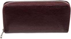 Louis Vuitton Maroon Leather Zippy Wallet