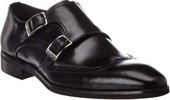KARL LAGERFELD Double Monk Wingtip Leather Loafer