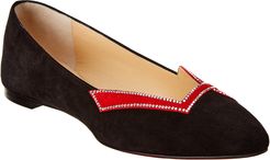 Christian Louboutin Love Strassy Suede Flat
