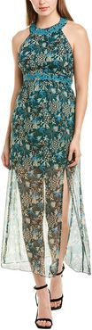 Anna Sui Coral Star Silk Maxi Dress