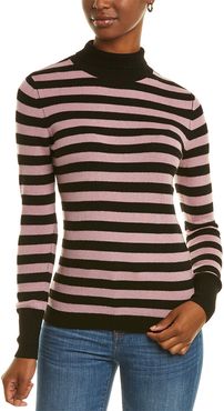 Kier + J Stripe Turtleneck Cashmere Sweater