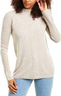 Forte Cashmere Ribbed Sleeve Cashmere Sweater