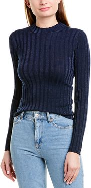 Vince Ribbed Mock Neck Wool-Blend Pullover