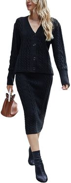 Caifeng 2pc Cardigan & Skirt Set