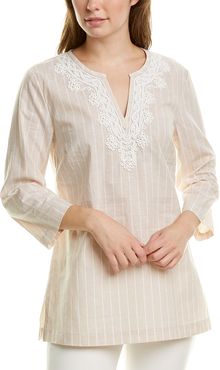 Brooks Brothers Striped Linen-Blend Tunic Blouse