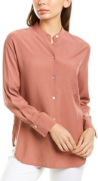 Vince Relaxed Band Collar Blouse