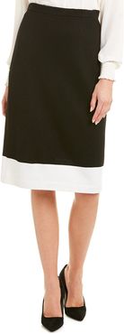 St. John Colorblocked Wool-Blend Pencil Skirt