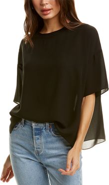 Vince Ribbed Neck Silk Top