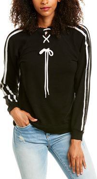 Monrow Stripe Elastic Lace-Up Sweatshirt