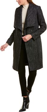 Cole Haan Herringbone Wool-Blend Wrap Coat