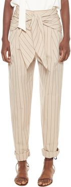 Tibi Tropical Stripe Suiting Sculpted Wool Pleat Pant
