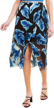 alice + olivia Lumi Silk-Blend Midi Skirt