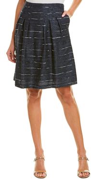 Leggiadro Horizontal Stripe Silk-Lined Linen-Blend Skirt