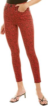 alice + olivia Good High-Rise Mini Leopard Ruby & Black Ankle Skinny Leg Jean