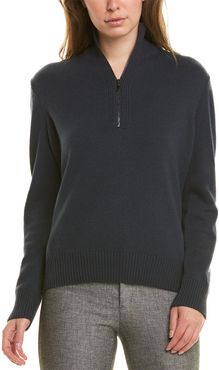 Lafayette 148 New York Stand Collar 1/4-Zip Cashmere Cardigan Sweater