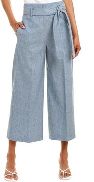 Theory Belted Linen-Blend Crop Pant