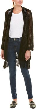 BCBGMAXAZRIA Open-Knit Fringe Cardigan