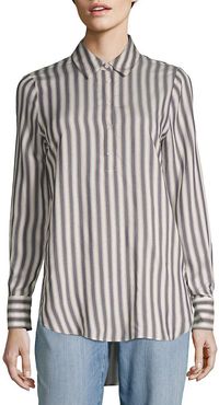 Philosophy Striped High-Low Blouse