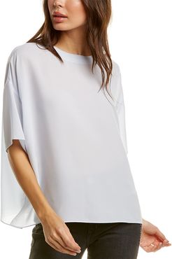 Vince Ribbed Neck Silk Top