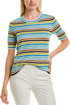 J.Crew Sweet Stripe Silk-Blend T-Shirt