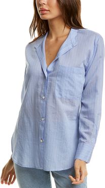 Vince Fine Stripe Silk-Blend Woven Shirt